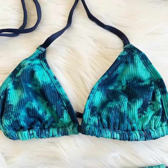 Yandy Two Piece Teal & Blue Tie Dye Bikini Set Adjustable Small NEW WITH TAGS - Picture 7 of 16